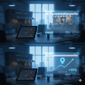 SEO para negocios locales mostrando negocio posicionado en Google con crecimiento de tráfico orgánico