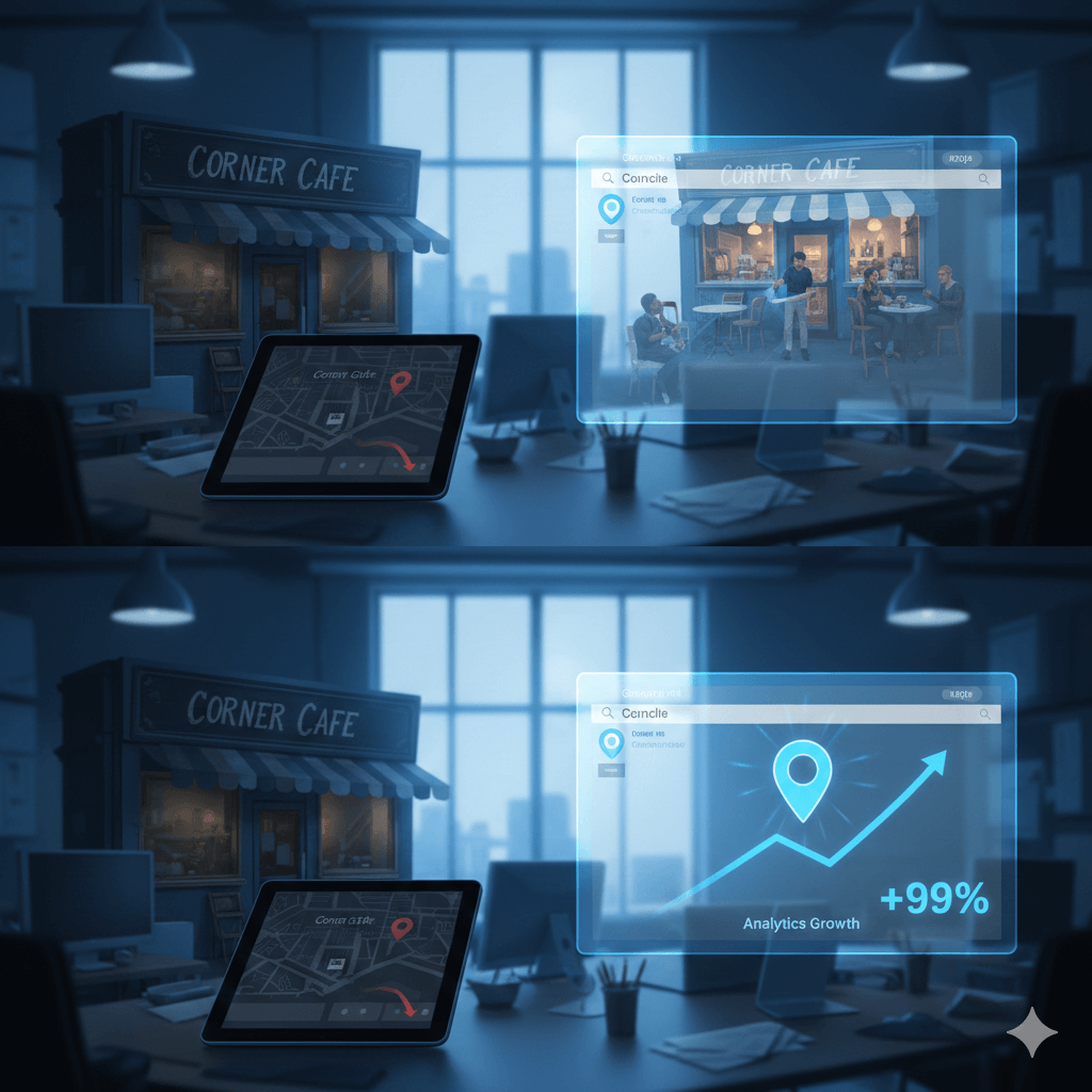 SEO para negocios locales mostrando negocio posicionado en Google con crecimiento de tráfico orgánico
